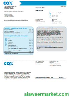COX utility business bill, page1, SCR